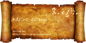 Kéri Ákos névjegykártya